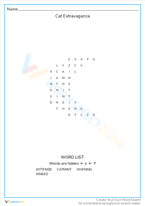 Cat Extravaganza Worksheet