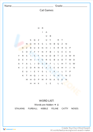 Cat Games Worksheet