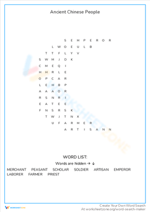 Ancient Chinese People Worksheet