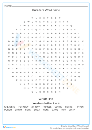 The Outsiders Word Game Challenge