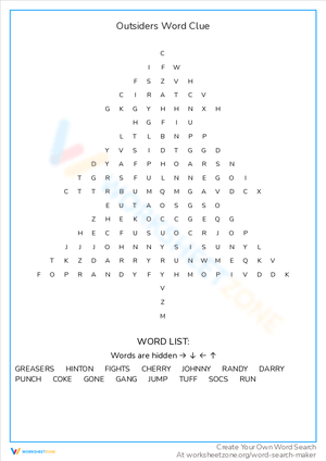 The Outsiders Word Clue Challenge