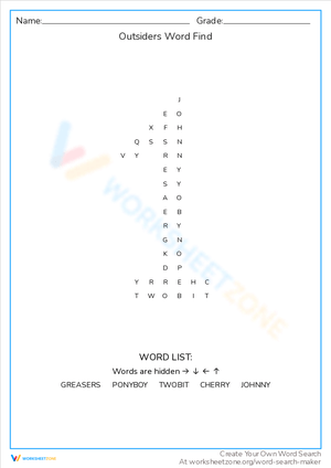 The Outsiders Word Find Adventure