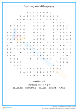 Exploring World Geography Worksheet