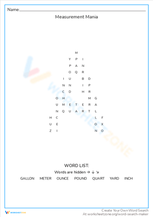 Measurement Mania Worksheet