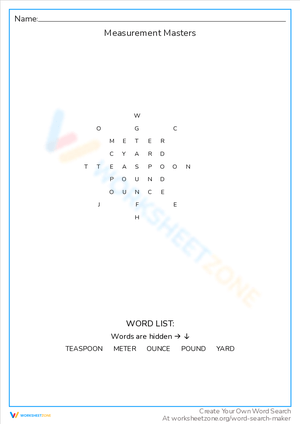 Measurement Masters Worksheet