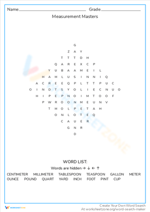 Measurement Masters Practice Sheet