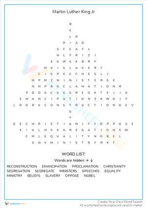 Martin Luther King Jr. Worksheet