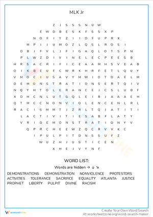 MLK Jr. Worksheet: Civil Rights Era