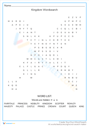 Kingdom Word Search: Explore Royal Vocabulary