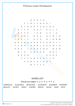Princess Looks Word Search: A Stylish Puzzle