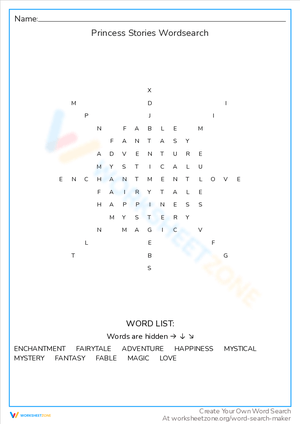 Princess Stories Word Search: A Fairytale Adventure