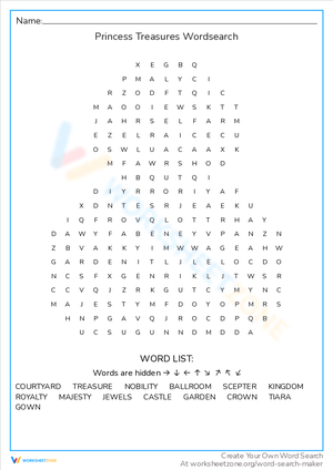 Princess Treasures Word Search: A Royal Hunt