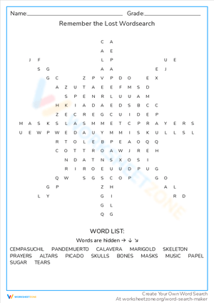 Remember the Lost Word Search: Honoring Memories