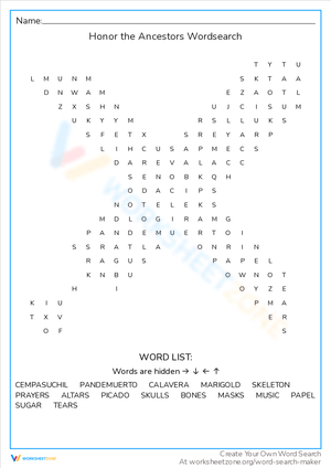 Honor the Ancestors Word Search: Family Heritage