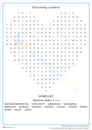 Discovering Locations: A Geography Word Game