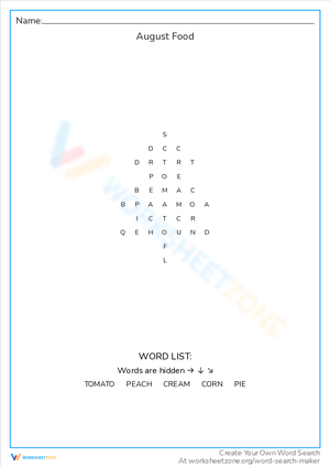 Explore Delicious August Food with this Worksheet