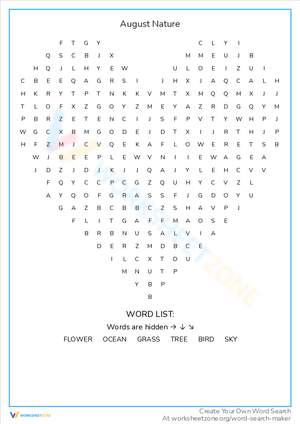Discover August Nature with this Educational Worksheet