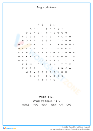 Discover August Animals with this Fun Worksheet
