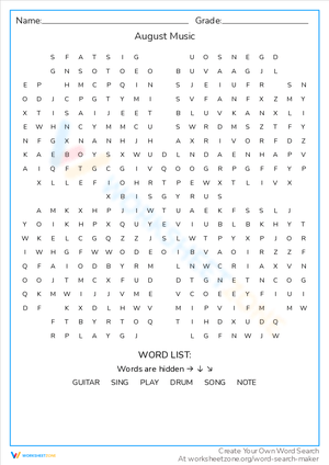 Explore August Music with This Worksheet