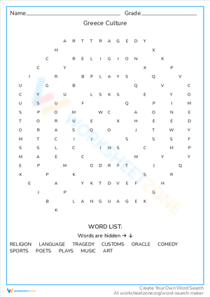 Explore Greece Culture with This Worksheet