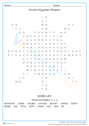 Explore Ancient Egyptian Religion Worksheet