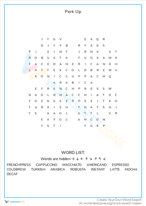 Perk Up Worksheet