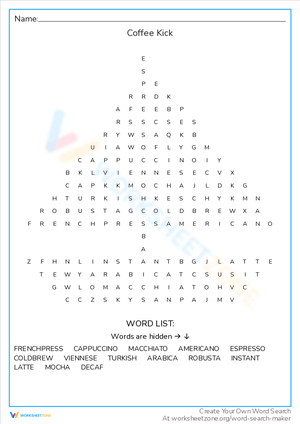 Get Your Coffee Kick with This Word Search