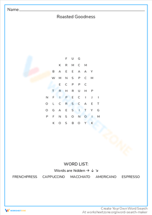 Roasted Goodness Worksheet