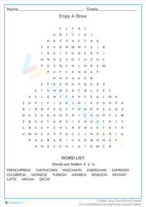 Enjoy a Brew: A Word Search Adventure