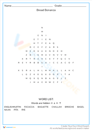 Bread Bonanza Word Search