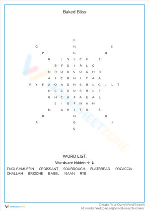 Baked Bliss Word Search