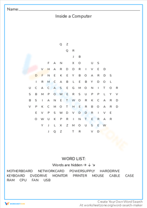 Explore Inside a Computer with Word Search