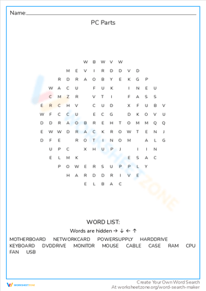 Discover PC Parts Word Search