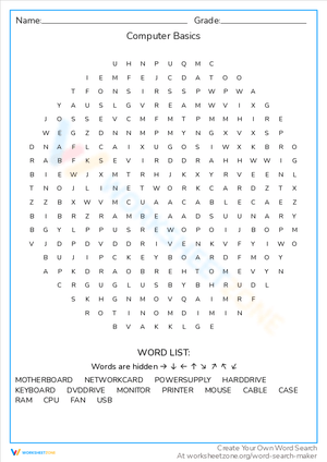 Computer Basics Word Search