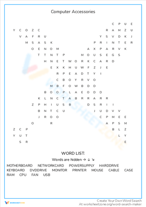Computer Accessories Word Search
