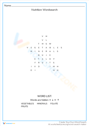 Nutrition Word Search