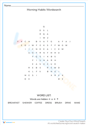 Morning Habits Word Search Fun