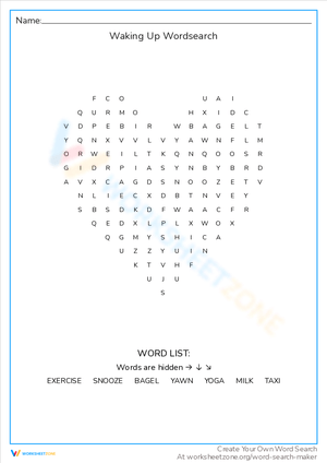Waking Up Word Search