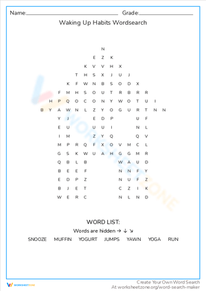 Explore Waking Up Habits in Word Search