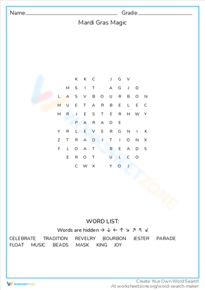 Discover Mardi Gras Magic with Word Search