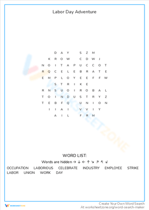 Celebrate Labor Day: A Fun Adventure Worksheet