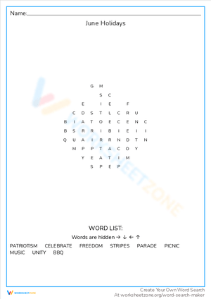 Celebrate June Holidays: A Fun Activity Worksheet