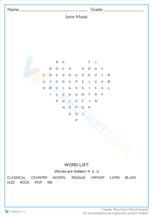 Discover June Music: An Engaging Worksheet for Students