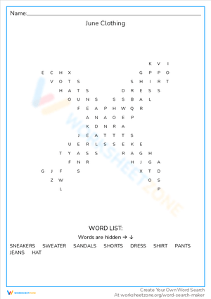 June Clothing Guide: A Seasonal Worksheet