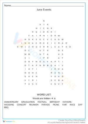 Explore June Events: A Calendar Worksheet