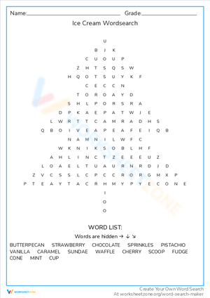 Ice Cream Word Search: A Sweet Worksheet Treat