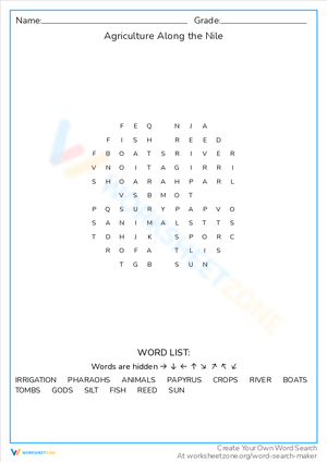 Agriculture Along the Nile: An Egyptian Worksheet