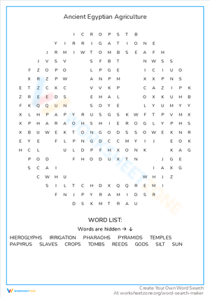 Unveiling Ancient Egyptian Agriculture: Worksheet