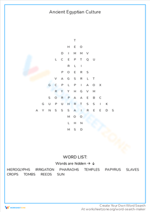 Exploring Ancient Egyptian Culture: A Worksheet