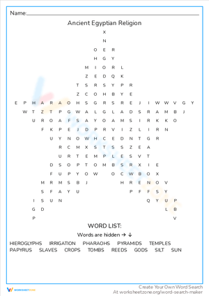 Understanding Ancient Egyptian Religion: Worksheet